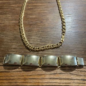 Gold tone necklace and bracelet